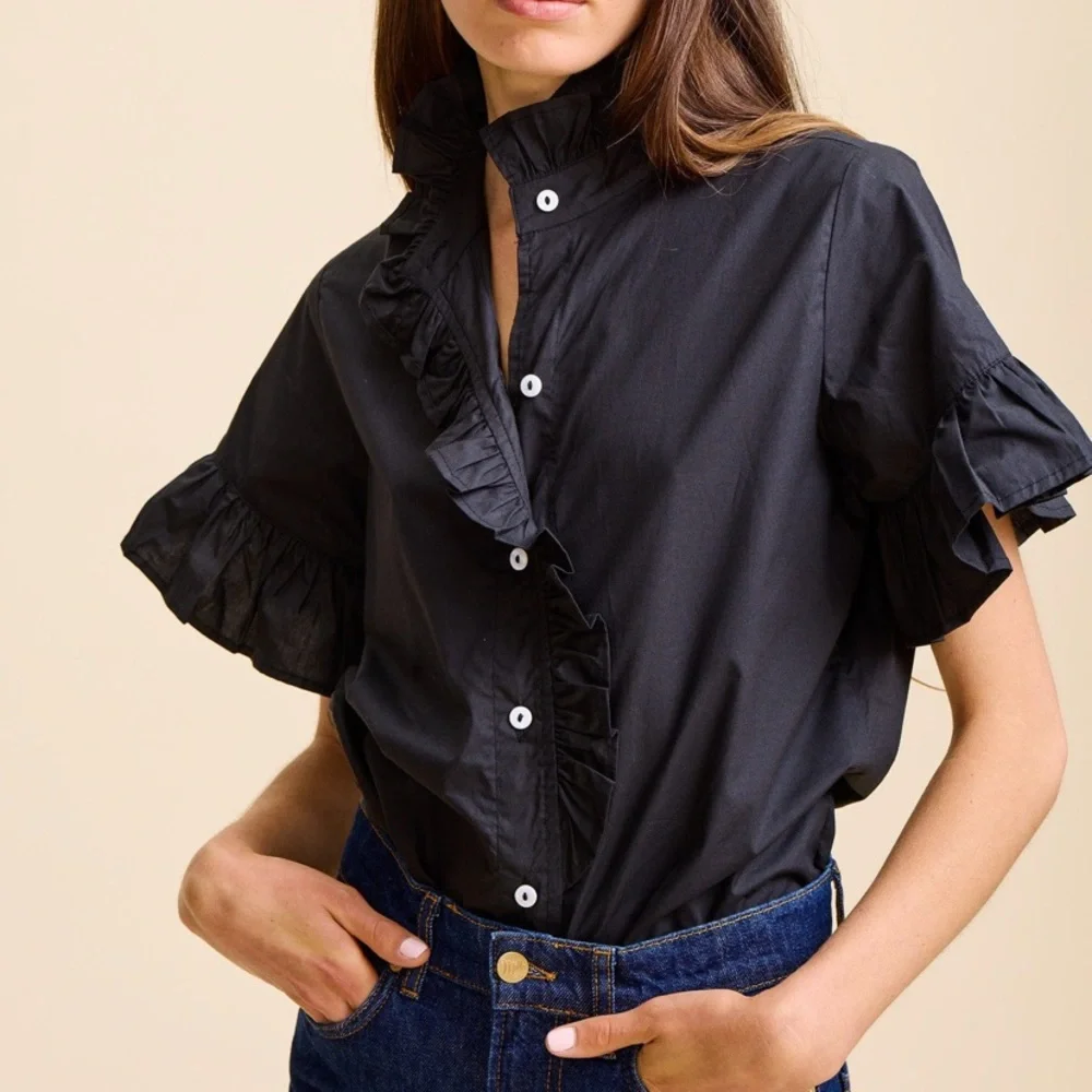 Mille Vanessa Top in Black Polka Dot Eyelet - Picture 6 of 7